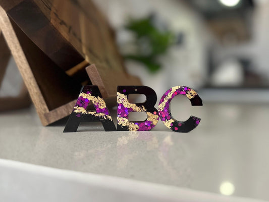 Personalized Glitter Resin Initial Keychain - Custom Backpack Accessory, Bag Charm Accessory