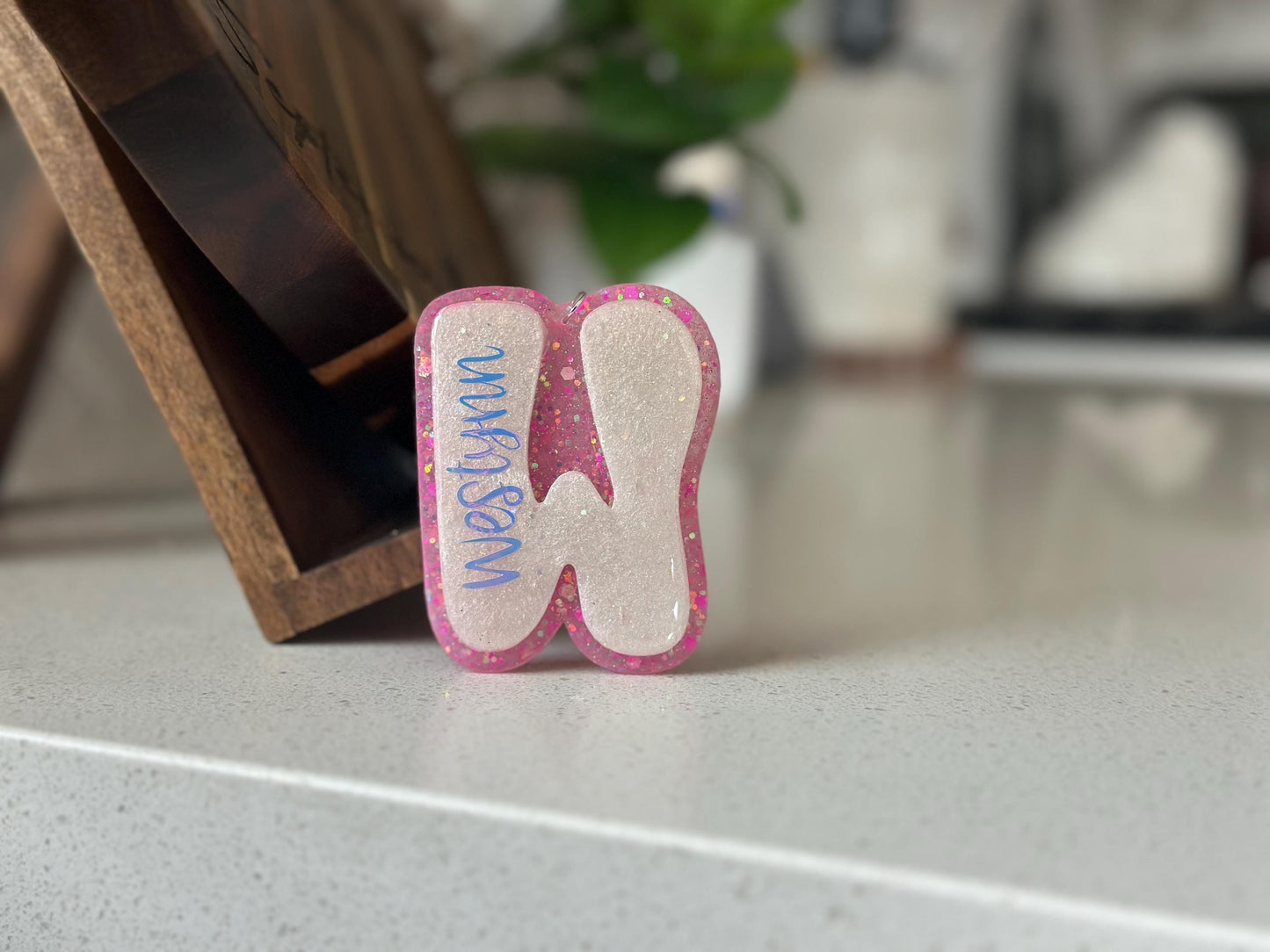 Glitter Resin Alphabet Keychain | Personalized Initial Keychain | Custom Letter Gift